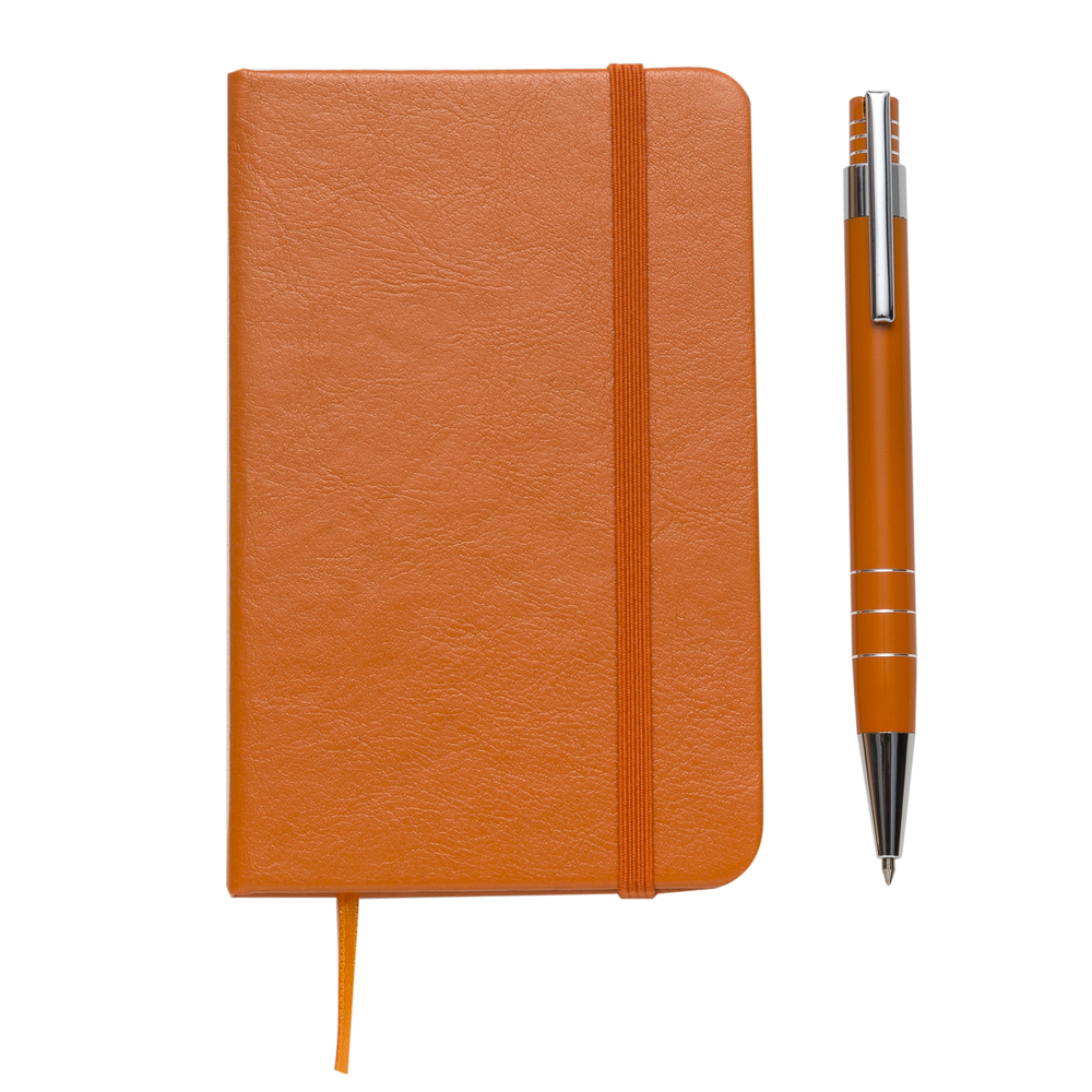 Conjunto Caneta e Caderneta tipo Moleskine