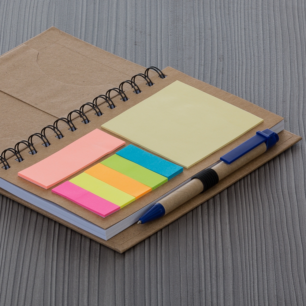 Bloco de Anotações com Caneta e Post-it 