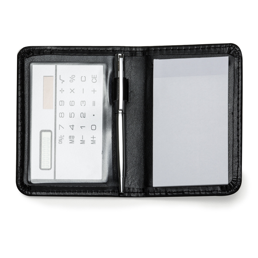 Bloco de anotações com calculadora