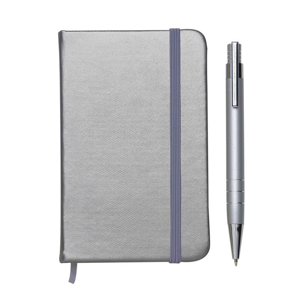 Conjunto Caneta e Caderneta tipo Moleskine