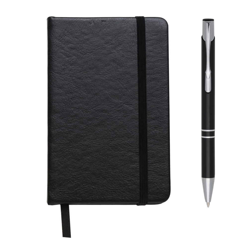 Conjunto Caneta e Caderneta tipo Moleskine