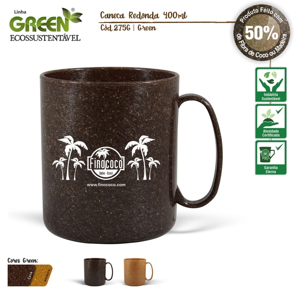 CANECA REDONDA ECOLÓGICA-275G - GREEN COCO