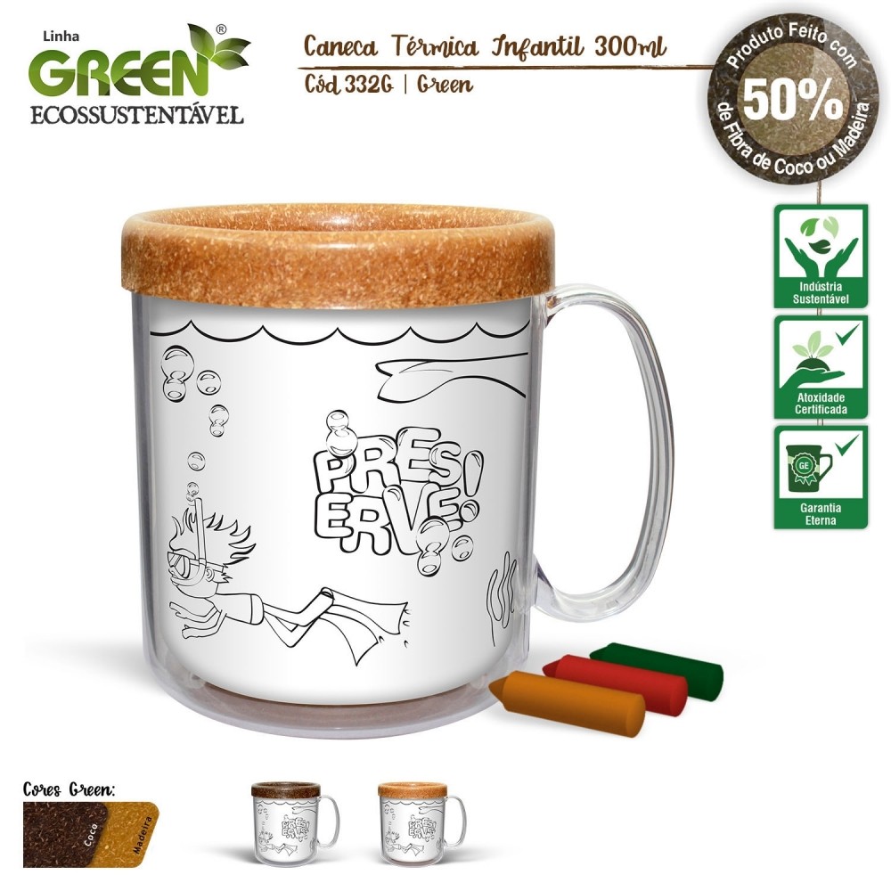 CANECA TÉRMICA INFANTIL MAD-332G - GREEN MADEIRA