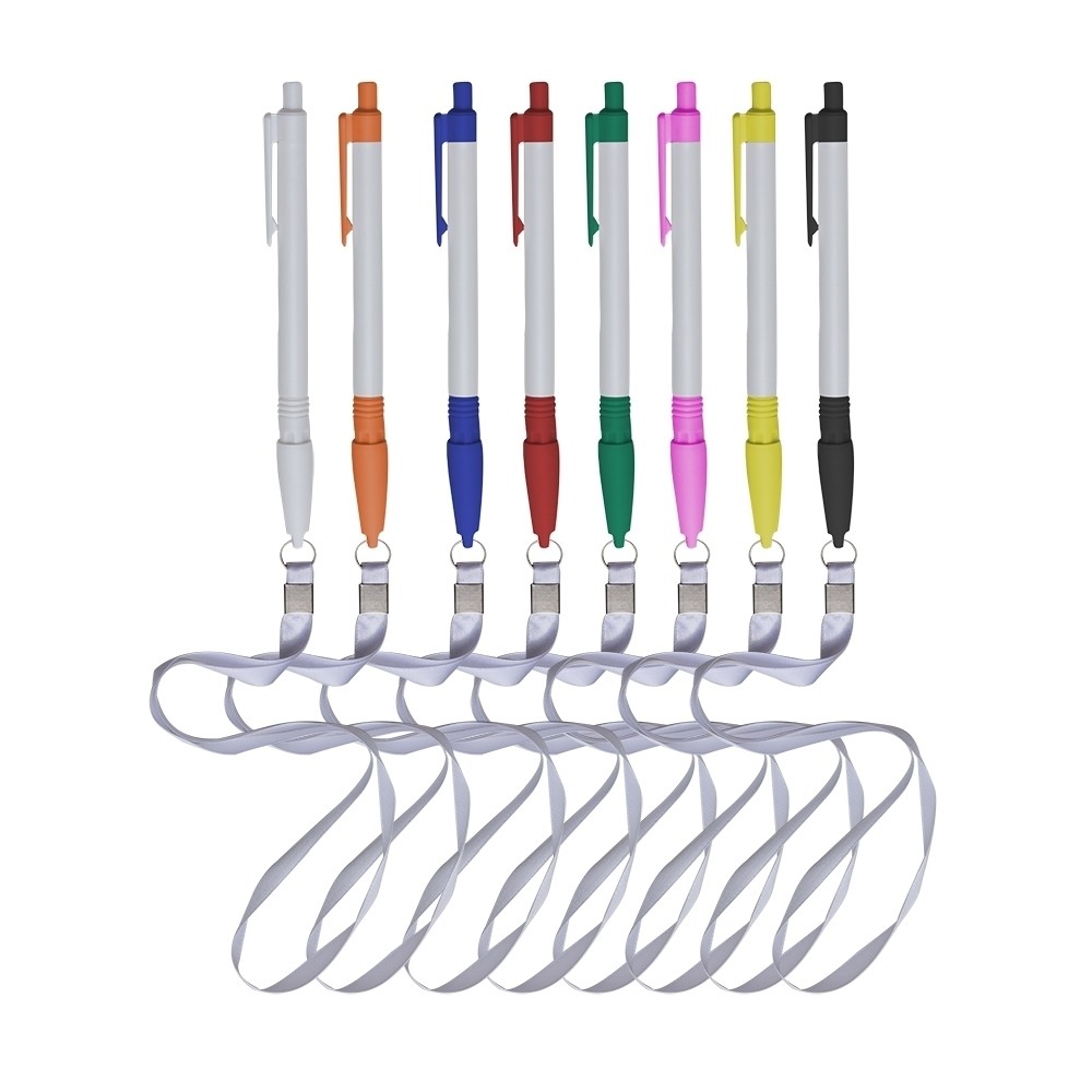 Caneta Plástica com Cordão-01094