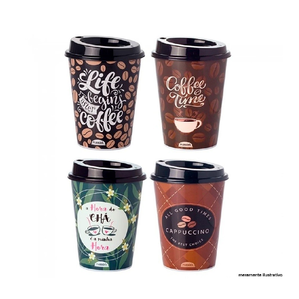 Copo Plástico de 550ml 360º-Copo com Tampa de café