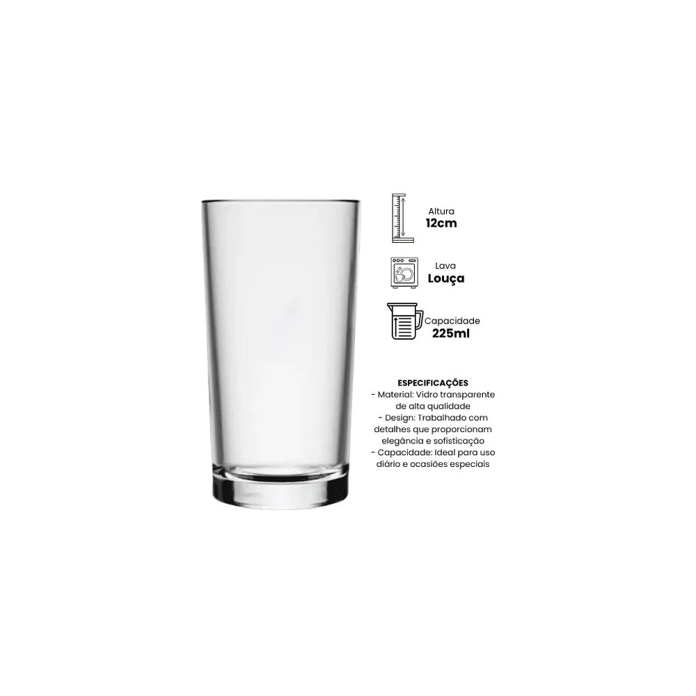 Copo de Vidro 225ml-Copo 225ml